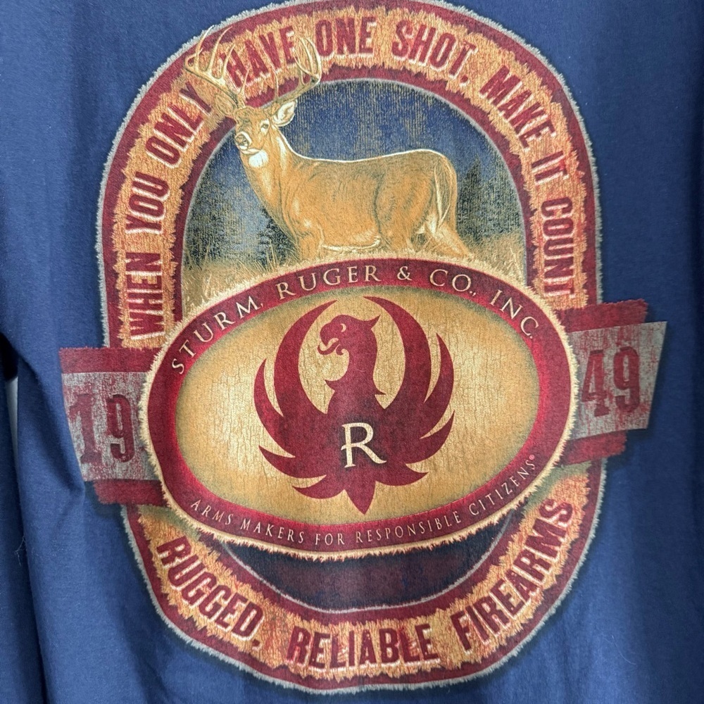 Men’s Rugar Navy Blue Deer Graphic T-Shirt - Picture 3 of 5